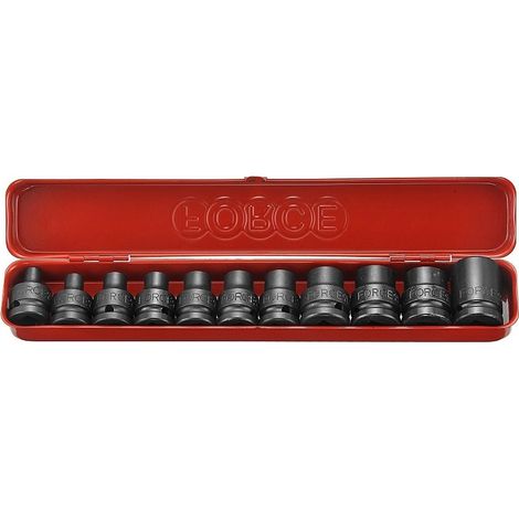 Coffret de 11 douilles impact torx femelles 1/2 – Dimensions E6 à E24 – Pour boulonneuse à chocs – Acier au chrome vanadium – Force