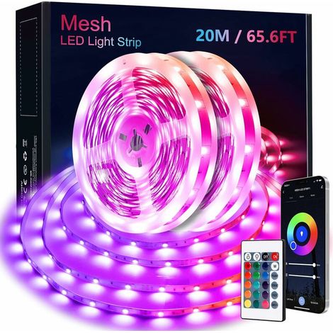 LED Strip Lights with Remote 20m, LED Lights Strip Music Sync, App Control Color-Changing RGB LED Lights for Bedroom Ceiling Under The Cabinet (1/5)