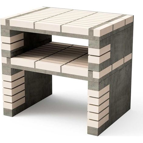MOVELAR - Tréteau latéral modulaire California Plus XL pour Barbecue en Béton Préfabriqué (Beige, Gris - 86,5 x 64 x 64 cm) - Usage Extérieur