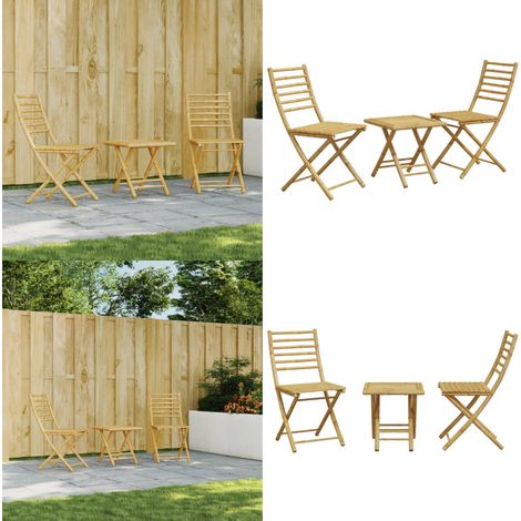 Ensemble de bistro 3 pcs bambou - Ensemble De Bistro - Mobilier De Jardin - Salon De Jardin - Table Pliante - Chaises Pliantes - Home & Living (1/5)
