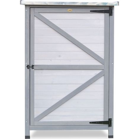 HABAU Gartenschrank Flachdach aus Holz mit Zinkdach, Grau, 76,5 x 56,5 x 114 cm (1/5)