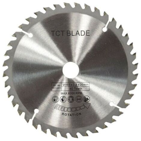 165mm TCT Lame de scie circulaire Disque de coupe rotative en argent pour la coupe du bois 40 dents