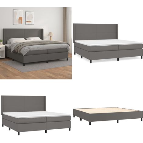 Sommier à lattes de lit avec matelas Gris 200x200 cm Similicuir - Lit Plateforme - Lit Double - Lit Design - Literie - Chambre À Coucher - Home & Living (1/5)