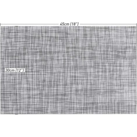 Lot de 8 Tapis de Table tissés en Vinyle à Tissage croisé, Ensemble de Tapis de Table lavables isolants antidérapants - Gris Blanc (1/4)