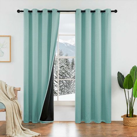 Rideau Occultant avec Œillets - Rideau Salon Moderne Lot de 2 Draperies Opaque Intérieurs pour Maison Chambre Tenture Occultante, Vert, L 106 et H 160cm