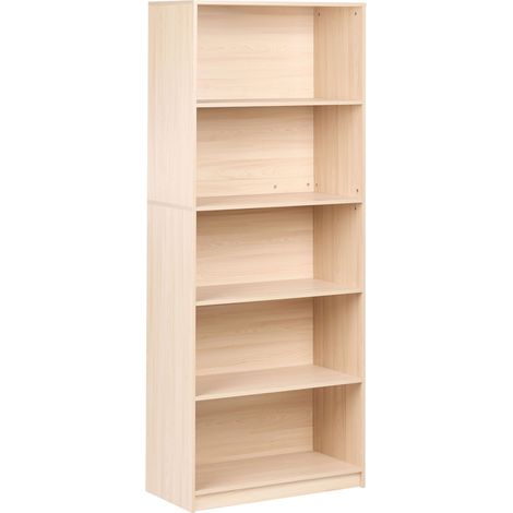 Libreria a 5 ripiani in truciolato marrone chiaro Zehna