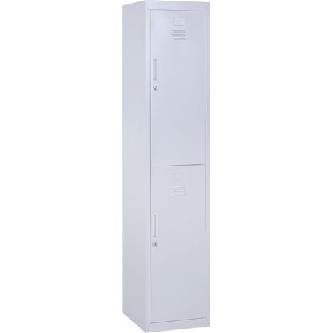 Armadietto Guardaroba in Acciaio 4 Ripiani 2 Porte con Chiusura di Sicurezza Grigio 38x46x180 cm (1/5)