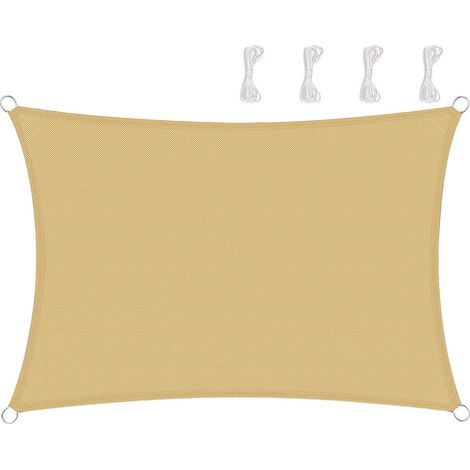 Voile d'ombrage TOPLUS, protection solaire pour jardin et balcon, résistante aux intempéries, déperlante, rectangulaire, PES 420D, protection UV pour espaces extérieurs (2 x 3 m, grise), jaune