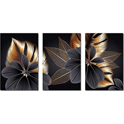 AYYDS Lot de 3 posters décoratifs muraux - Sans cadre - Décoration murale moderne - Pour salon, chambre à coucher, forêt, feuilles dorées - 21 x 30 cm (1/5)