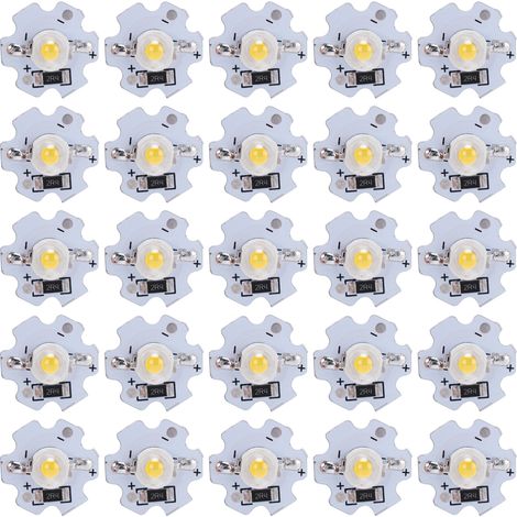 Jeffergarden 25pcs 5V puces LED 200LM 3W perles de lampe LED haute puissance pour luminaires bricolagelumière naturelle 40004500K (1/4)