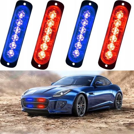 4 lampes de signalisation clignotantes LED rouge et bleue, télécommande, 6 programmes SMD (1/5)