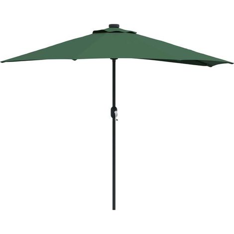 Parasol de jardin vert, dimensions : 294 x 150 x 224 cm, matériaux : polyester et acier (1/5)