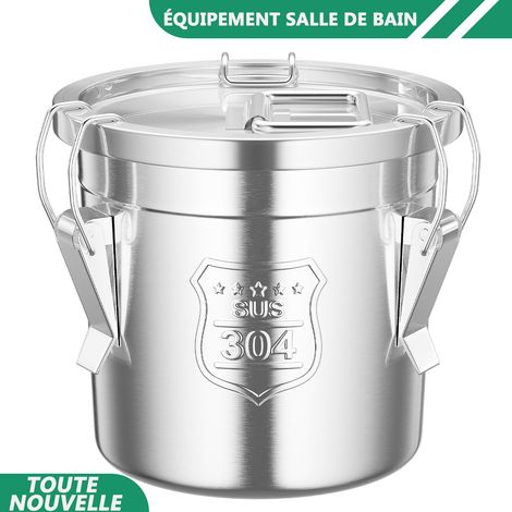 WAOBDLA Conteneur de céréales 6L/1.59gal 304 seau de stockage de baril de céréales de riz en acier inoxydable avec couvercle (1/5)