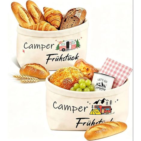 corbeilles à pain de camping en tissu réutilisables - Accessoires - Panier rangement décoratif pour baguettes, fait maison, fruits et légumes (1/5)