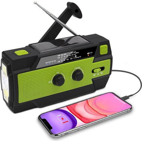 Amélioré Urgence Corps Humain Induction Lumière Radio Solaire À Manivelle Météo Radio LED Lampe De Poche De Camping Manivelle Radio Pour La Maison (1/5)