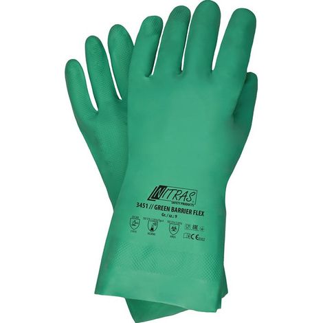Guanti di protezione chimica Green Barrier Flex taglia 11 verde EN 388 PSA III NITRAS (Per 12)