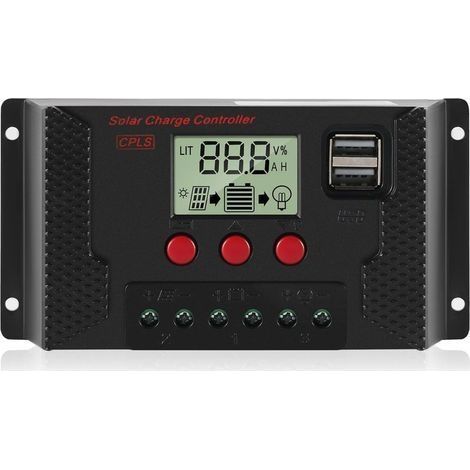 Contrôleur de Charge 30A Régulateur de Charge Panneau Solaire Identification Automatique 12V/24V avec écran LCD et Port 5V USB (1/5)