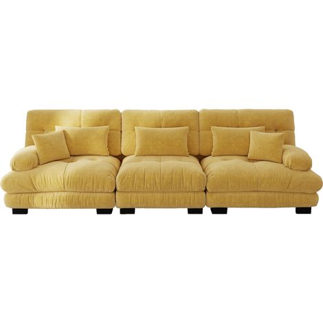 Canapé d’angle 3 places modulaire en tissu, assise profonde, coussins moelleux et accoudoirs arrondis, pour salon, appartement ou bureau  CHICFURN (1/5)