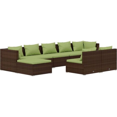 Maison Exclusive - Set Divani da Giardino 9 pz con Cuscini in Polyrattan Marrone (1/5)