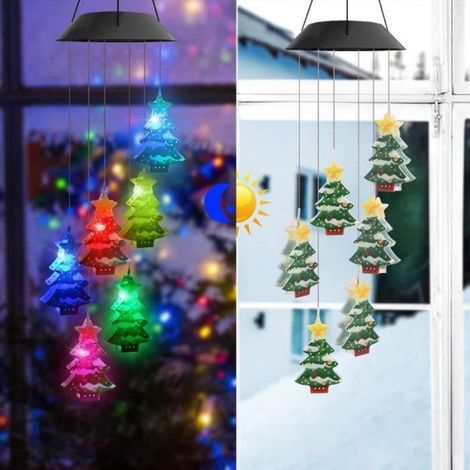 Lumière solaire de carillon de vent de Noël Carillon éolien solaire de noël, lumière deco luminaire sapin de Noël (1/4)