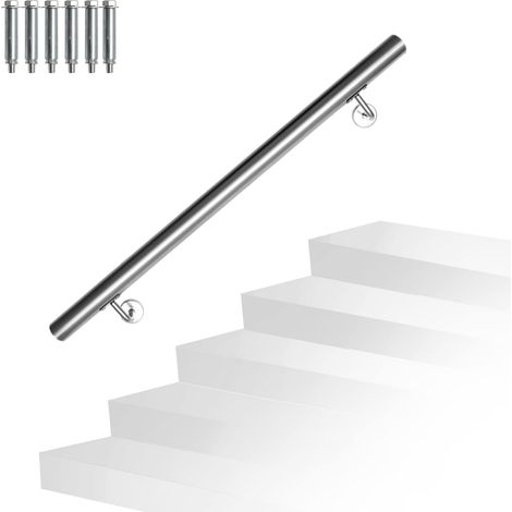 Pasamanos de acero inoxidable para escaleras, para uso interior y exterior, con soporte de pared y tapas, 80 cm (1/5)