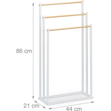 Porte-serviettes à 3 barres pratique pour salle de bain 86 x 44 x 21 cm en fer noir (1/4)