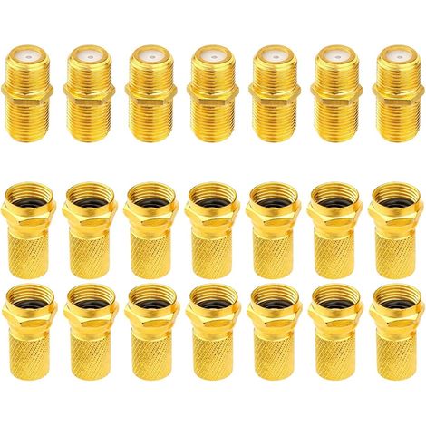 Fiche F Coaxial Raccord F Coudé, Adaptateur Câble Satellite, Adaptateur Cable Coaxial, Cable Antenne TV Raccord Prise, 7 Têtes De Câble F81 Et 14 Connecteurs RG6F (1/5)