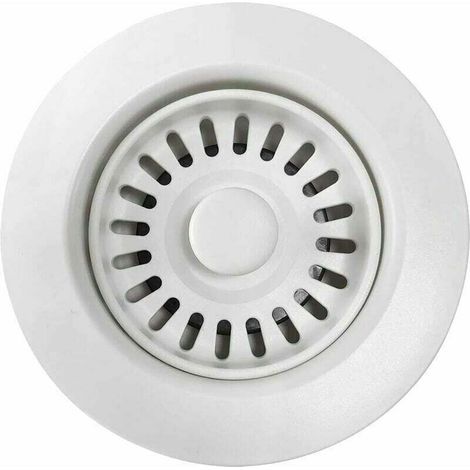 Bonde d'Évier de Cuisine en Polymère Blanc avec Filtre à Panier Amovible, Pour Ouvertures de Vidange de 4.5 cm.