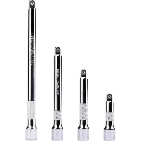 Lot de 4 clés à douille, 1/4", 50 mm, 75 mm, 100 mm, 150 mm, rallonge d'inclinaison pour clé à chocs et clé à cliquet (1/5)