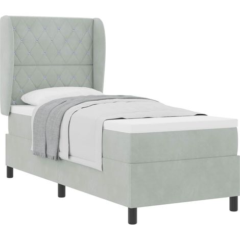 Maison Exclusive - Letto a molle con materasso Grigio chiaro 200 x 80 cm Velluto (1/5)
