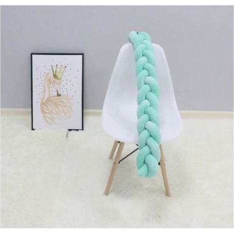 Coussin Pare-chocs - Tour de Lit Bébé Tressé en Velours - 300 cm - Vert