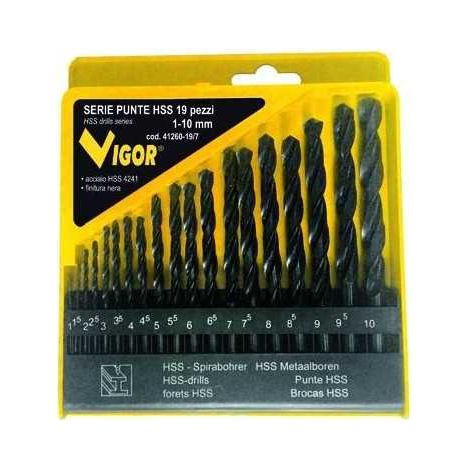 Serie Puntas Hss Vigor Caja de Plástico 19 Piezas 1-10 mm