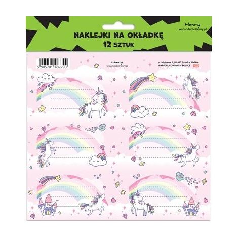 Autocollants pour cahier - Licorne Arc-en-ciel (12 pièces)