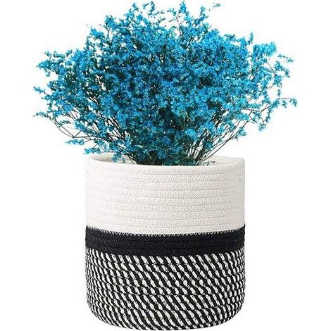 Panier en corde de coton tressée, panier de rangement rond tressé, panier à plantes en corde de coton, 25 cm, panier à (1/5)