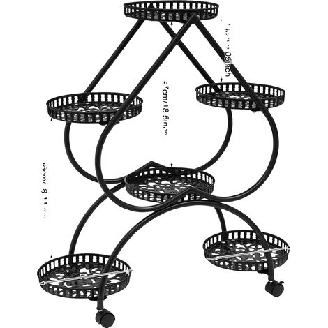 Supporto per piante, design a più livelli, robusta struttura in ferro, nero (1/2)