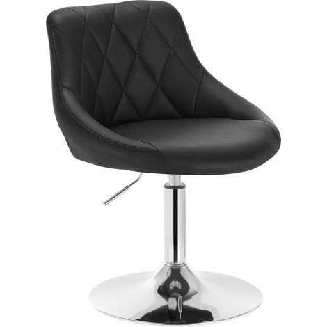 WOLTU Set di 1 Sgabelli-Bar in PU, Sedia Bar, Sgabello Lounge con schienale, rotazione libera a 360 °, la regolazione in altezza, Nero