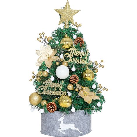 Mini 60CM Sapin de Noel Lumineux, Sapin Noel Artificiel LED avec Guirlandes Lumineuses et Ornements, Petit Sapin de Noel A