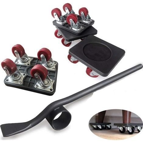 5 pièces Monte-Meubles, Outils de Déplacement Heavy Duty avec Roulettes Rotatives, Charge 250kg (1/4)