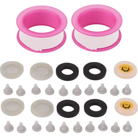 Juego de ducha: 20 boquillas de silicona + juntas de rejilla + limitador de caudal + cinta de PTFE – Juego completo de 2 piezas (1/5)