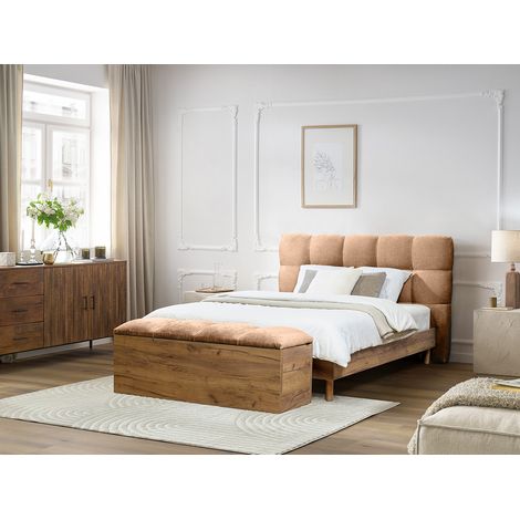 BOBOCHIC - Lit KUMO lattes massives pieds en bois naturel + Bout de lit KUMO 160x200 Rose (1/5)