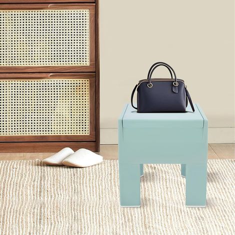 Tabouret bas en plastique avec espace de rangement - Tabouret de rangement pour couloir, salon, salle de bain - Moderne - 40 x 37 x 31 cm - Charge maximale : 100 kg (1/5)