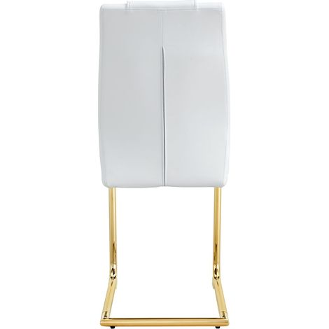 Lot de chaises 4 chaises par carton en cuir pu blanc dossier aspect résille pieds en métal doré et patins antidérapants (1/3)