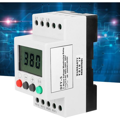 Relais de surveillance de tension triphasé avec affichage LCD DFY-5 et protection contre les surtensions et les sous-tensions (1/5)