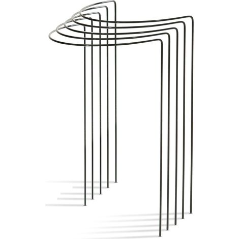 5 tuteurs métalliques semi-circulaires, 40 cm Ø, 70 cm H, verts