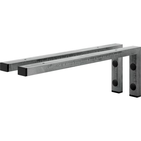 Holzbrink 2x Wandkonsole Rohstahl mit Klarlack für Waschtisch, 450x150 mm Modell L