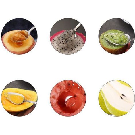 4 Pièces Cuillère à Kiwi et Pamplemousse en Acier Inoxydable - Triangle pour Fruits et Desserts avec Bord Dentelé Argent Aucuneary (1/5)