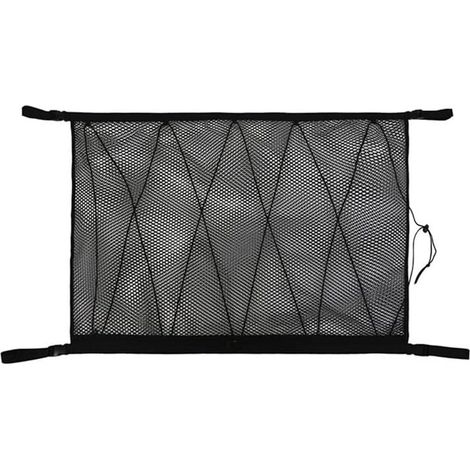 Filet de Rangement au Plafond - Filet pour Voiture SUV avec Fermeture Éclair Double Tête - Réglable par Boutons Presse - Polyester - 1 Pièce