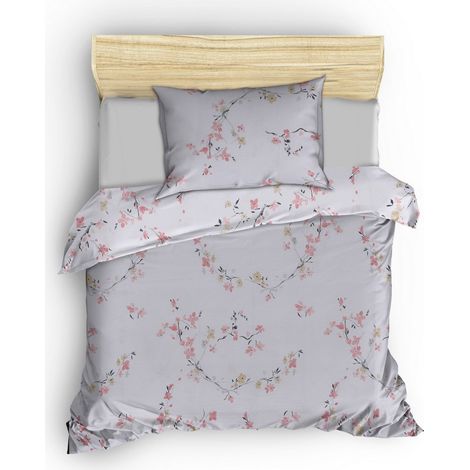 Funda nórdica, funda nórdica, ropa de cama Set 100% Algodón Blanco Salmon (1/5)