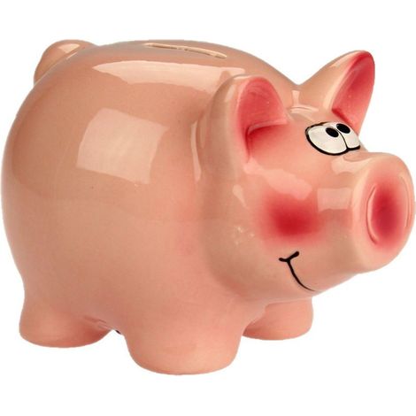 Ac-Deco – Tirelire cochon en céramique – Dimensions 15 x 11 x 10.5 cm – Avec serrure pour économies décoratives – Coffret à monnaie (1/3)