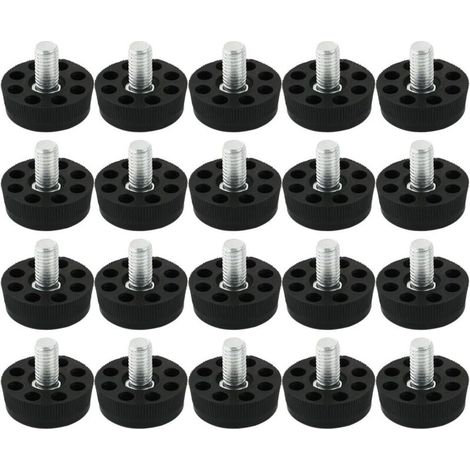 Verstellbare schwarze Füße, 20 Stück, für Tische und Stühle, Bodenschoner, 8 Löcher, M8 x 20 mm Gewinde